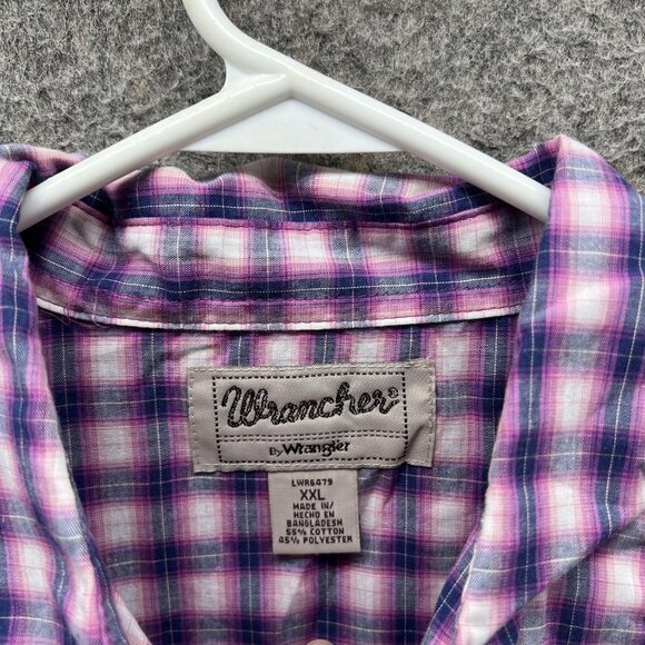 Wrancher Wrangler Shirt Womens 2XL Purple Pink Plaid Long Sleeve Western Snap - Picture 4 of 10